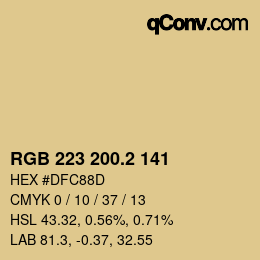 カラーコード: RGB 223 200.2 141 | qconv.com