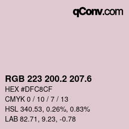 カラーコード: RGB 223 200.2 207.6 | qconv.com