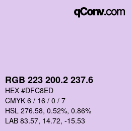 カラーコード: RGB 223 200.2 237.6 | qconv.com