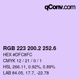 カラーコード: RGB 223 200.2 252.6 | qconv.com