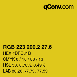 カラーコード: RGB 223 200.2 27.6 | qconv.com