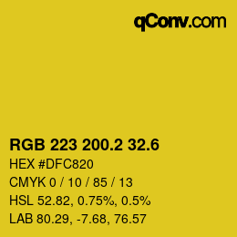 カラーコード: RGB 223 200.2 32.6 | qconv.com