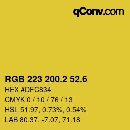 カラーコード: RGB 223 200.2 52.6 | qconv.com