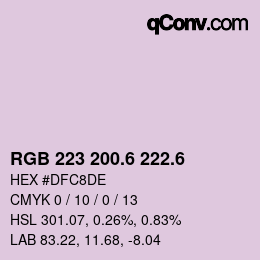 カラーコード: RGB 223 200.6 222.6 | qconv.com