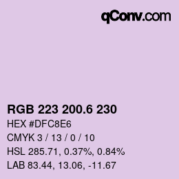 カラーコード: RGB 223 200.6 230 | qconv.com