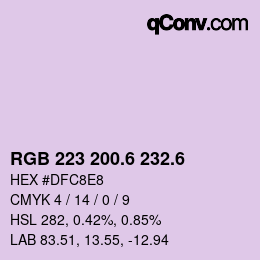カラーコード: RGB 223 200.6 232.6 | qconv.com