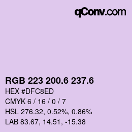 カラーコード: RGB 223 200.6 237.6 | qconv.com