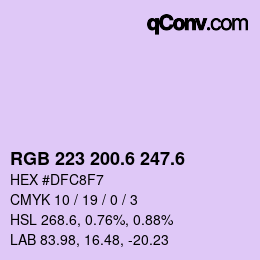 カラーコード: RGB 223 200.6 247.6 | qconv.com