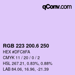 カラーコード: RGB 223 200.6 250 | qconv.com