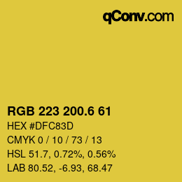 カラーコード: RGB 223 200.6 61 | qconv.com