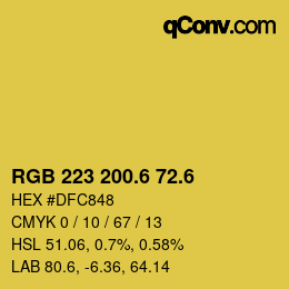 カラーコード: RGB 223 200.6 72.6 | qconv.com
