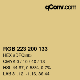 Color code: RGB 223 200 133 | qconv.com