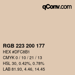 Código de color: RGB 223 200 177 | qconv.com