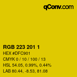 Color code: RGB 223 201 1 | qconv.com