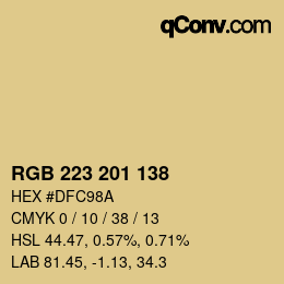 Color code: RGB 223 201 138 | qconv.com
