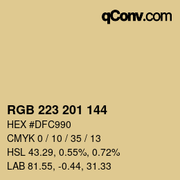 Color code: RGB 223 201 144 | qconv.com