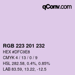 Color code: RGB 223 201 232 | qconv.com