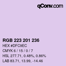 Color code: RGB 223 201 236 | qconv.com