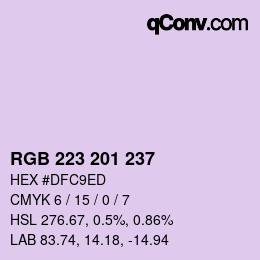 Color code: RGB 223 201 237 | qconv.com