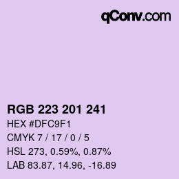 Color code: RGB 223 201 241 | qconv.com