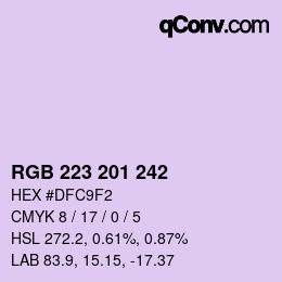 Color code: RGB 223 201 242 | qconv.com