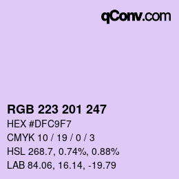 Color code: RGB 223 201 247 | qconv.com