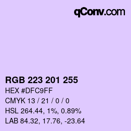 Color code: RGB 223 201 255 | qconv.com