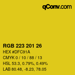 Color code: RGB 223 201 26 | qconv.com
