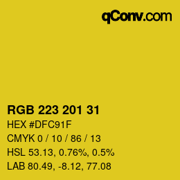 Color code: RGB 223 201 31 | qconv.com