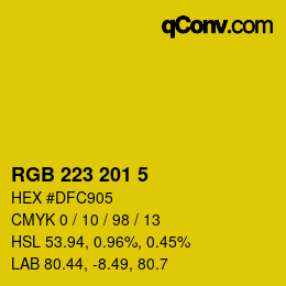 Color code: RGB 223 201 5 | qconv.com