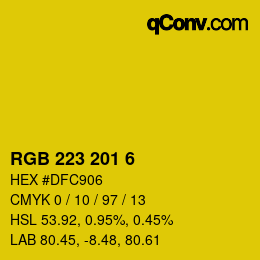 Color code: RGB 223 201 6 | qconv.com