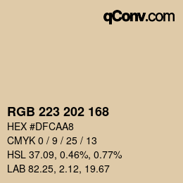 Color code: RGB 223 202 168 | qconv.com