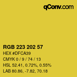 Color code: RGB 223 202 57 | qconv.com