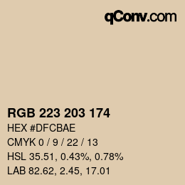 Código de color: RGB 223 203 174 | qconv.com