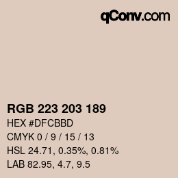 Color code: RGB 223 203 189 | qconv.com