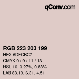 Color code: RGB 223 203 199 | qconv.com