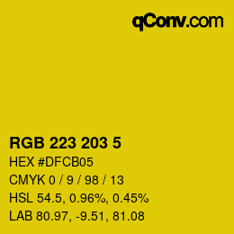 Color code: RGB 223 203 5 | qconv.com
