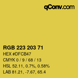 Color code: RGB 223 203 71 | qconv.com