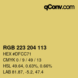 Color code: RGB 223 204 113 | qconv.com