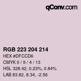 Color code: RGB 223 204 214 | qconv.com