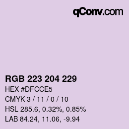 Color code: RGB 223 204 229 | qconv.com