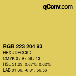 Color code: RGB 223 204 93 | qconv.com