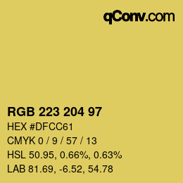 Color code: RGB 223 204 97 | qconv.com