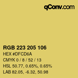 Color code: RGB 223 205 106 | qconv.com
