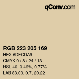 Color code: RGB 223 205 169 | qconv.com