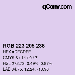 Color code: RGB 223 205 238 | qconv.com