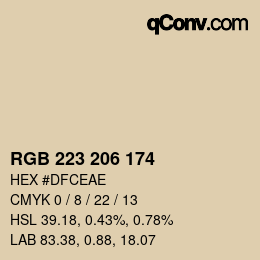 Color code: RGB 223 206 174 | qconv.com