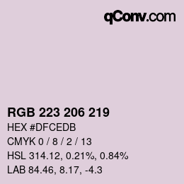 Color code: RGB 223 206 219 | qconv.com