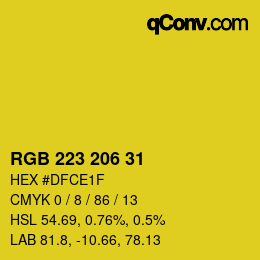 Color code: RGB 223 206 31 | qconv.com