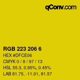 Color code: RGB 223 206 6 | qconv.com